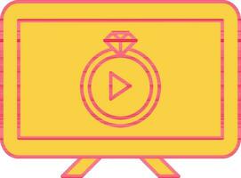 Engagement Video Play In Monitor Yellow And Red Icon. vector