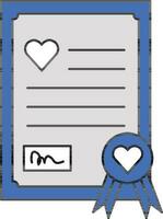 Wedding Certificate Icon In Blue And Gray Color. vector