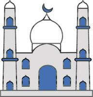 Mosque Icon In Blue And Gray Color. vector