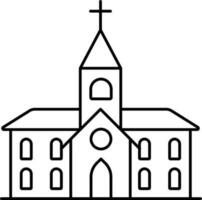 Church Icon In Black Outline. vector