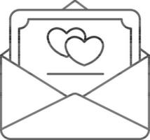 Love Letter Icon In Black Outline. vector