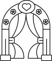 Wedding Arch Icon In Black Outline. vector