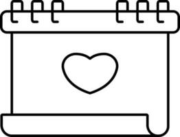 Linear Style Love Calendar Icon. vector