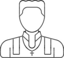 Priest Icon In Black Outline. vector