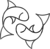 Pisces Icon Or Symbol In Stroke Style. vector