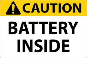 Caution Sign Battery Inside On White Background vector