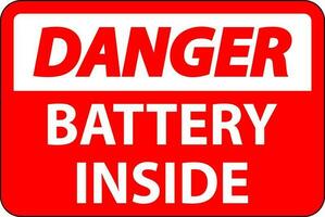 Danger Sign Battery Inside On White Background vector