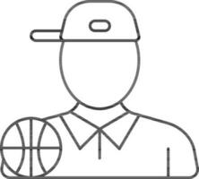 Basketball Man player Icon In Black Outline. vector