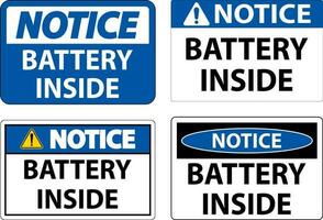 Notice Sign Battery Inside On White Background vector