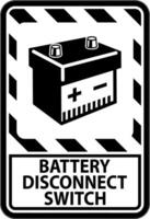 Battery Disconnect Switch Sign On White Background vector