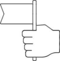 Hand Holding Flag Icon In Line Art. vector