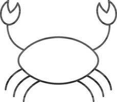 cáncer o cangrejo icono en Delgado línea Arte. vector
