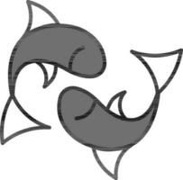 Pisces Icon Or Symbol In Gray And White Color. vector