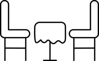 Table With Chairs Icon In Black Outline. vector