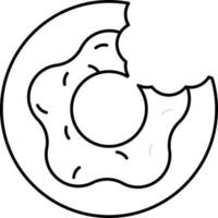 Doughnut Or Donut Icon In Black Line Art. vector