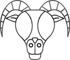 Aries Zodiac Icon In Thin Line Art. vector