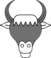 Bull Head Or Taurus Icon Or Symbol In Gray And White Color. vector