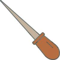 Awl Tool Icon In Brown Color. vector