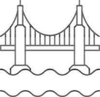 Golden Gate Bridge Icon In Black Line Art. vector