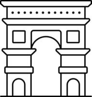 Arc De Triomphe Icon In Black Outline. vector
