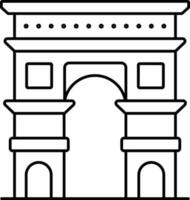 Arc De Triomphe Icon In Black Outline. vector