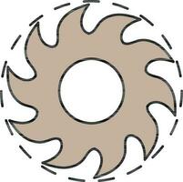 Circular Saw Blade Icon In Brown Color. vector