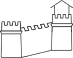 Great Wall Of China Icon In Black Thin Line Art. vector