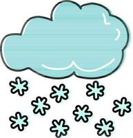 Snowfall Cloud Flat Icon In Blue Color. vector