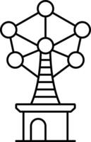 Flat Style Atomium Icon In Line Art. vector
