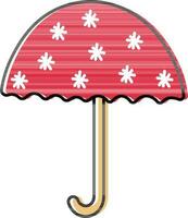 Snowflake Umbrella Flat Icon In Red And White Color. vector