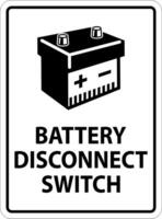 Battery Disconnect Switch Sign On White Background vector