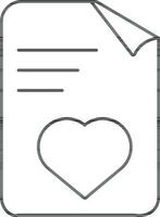 Favorite Document Or Wishlist Icon In Black Line Art. vector