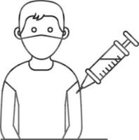 Avatar Vaccination Icon In Line Art. vector