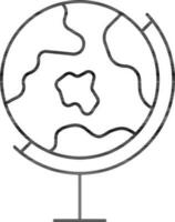 Globe Stand Icon In Black Line Art. vector