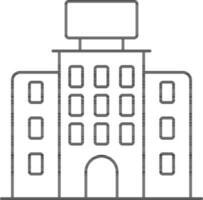 Building Icon In Black Line Art. vector