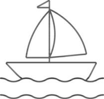 Sailing Yacht Icon In Black Outline. vector