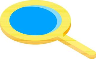 Yellow and blue color magnifying glass icon. vector