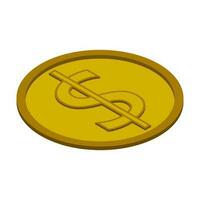3D illustration of dollar coin icon. vector