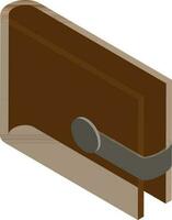 3d illustration of wallet icon in brown color. vector