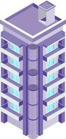 Isometric icon or symbol of building in purple color. vector