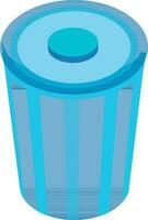 Isometric dustbin icon in blue color. vector