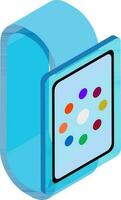 Isolated smartwatch in blue color isometric icon. vector
