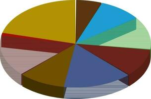 3D illustration of colorful pie chart icon. vector