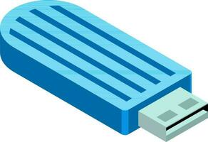 3D USB icon in blue color. vector