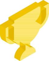 3D isometric of trophy award icon in yellow color. vector