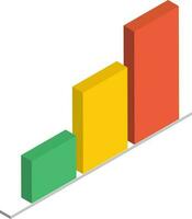 Colorful bar graph icon in 3d style. vector