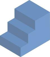 3D Stair icon in blue color. vector