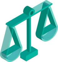 Isometric balance scale icon in green color. vector