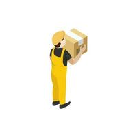 Character of delivery boy holding a parcel box. vector