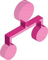 3D hierarchy or connection icon in pink color. vector